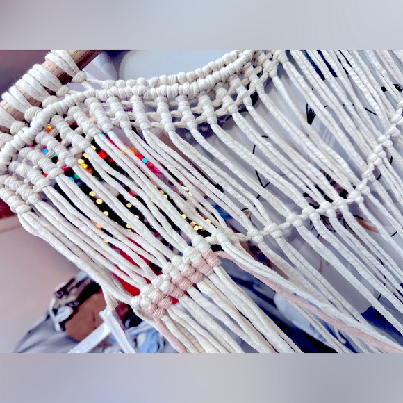 NEW:Shabby_Chic Handwoven Wavy Textured Macramé Wall Decor: Tapestry Knotted Art - Picture 7 of 16